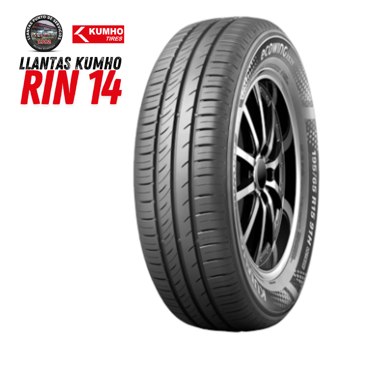 5 LLANTA 16560 R14 75H ES31 ECOWING KUMHO CH (logos)