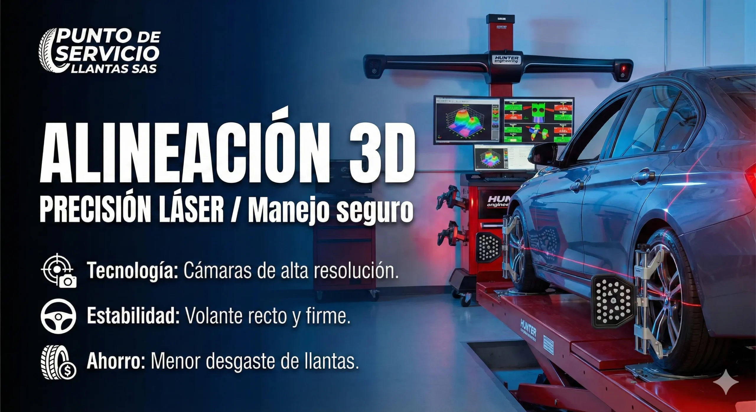 Alineación 3D Computarizada Llantas Punto de Servicio